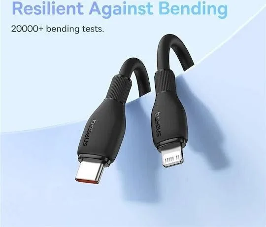 BASEUS Pudding, καλώδιο φόρτισης, Type-C ΣΕ Lightning, 1.2m, 20W, μαύρο — εικόνα 3