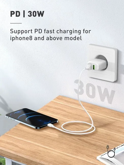LDNIO καλώδιο Lightning σε USB-C LC122I, 30W PD, 2m, λευκό — εικόνα 2