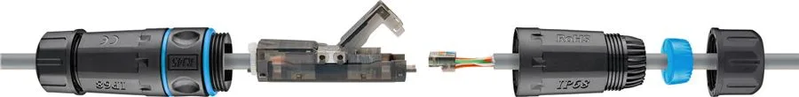 GOOBAY αδιάβροχος σύνδεσμος RJ45 Cat 6A 44416, IP68, μαύρο — εικόνα 3