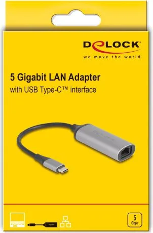 DELOCK αντάπτορας δικτύου 81570, USB-C, 5Gbps Ethernet, ασημί — εικόνα 2