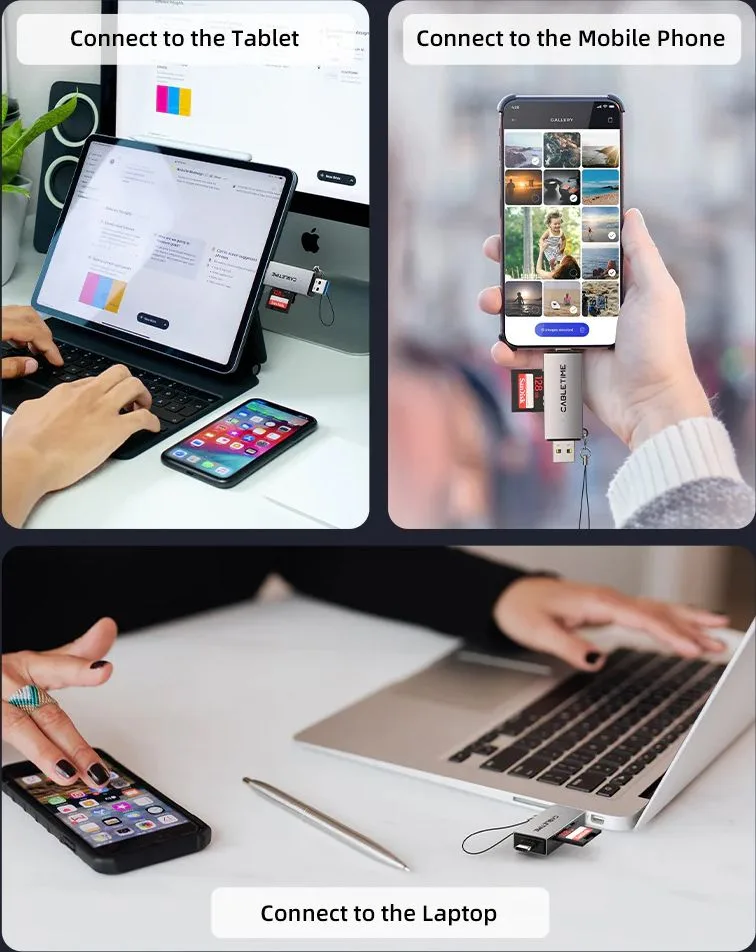 CABLETIME card reader CT-ACSD3-AG, SD/micro SD, USB/USB-C, 5Gbps, γκρι — εικόνα 7