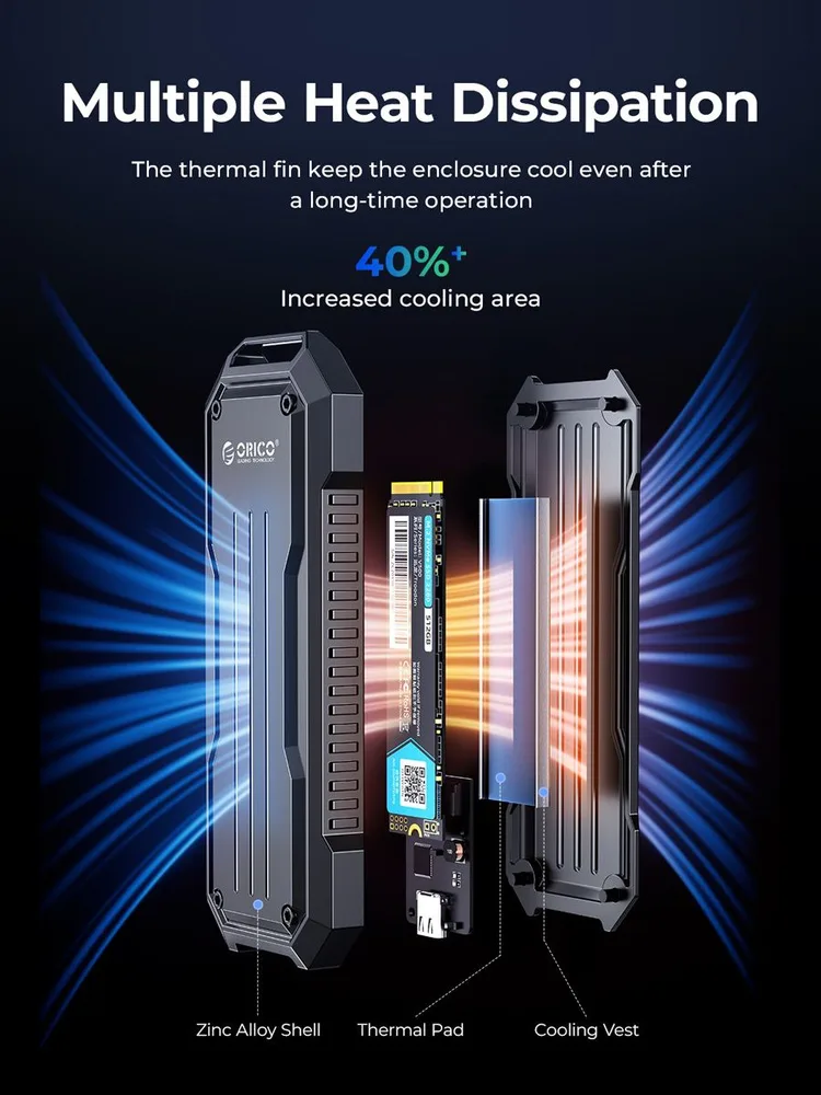 ORICO θήκη για M.2 NVME/NGFF SSD OXS2C3-G2, 10Gbps, γκρι — εικόνα 2