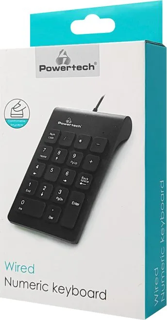 POWERTECH ενσύρματο αριθμητικό πληκτρολόγιο PT-938, USB, μαύρο — εικόνα 3