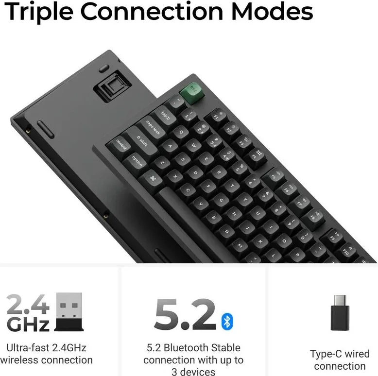Keychron K10 Ultra (K10U-H4) ZMK Wireless 8K Mechanical Keyboard BananaSwitch (Hot-Swap) 100% Us Lay — εικόνα 4