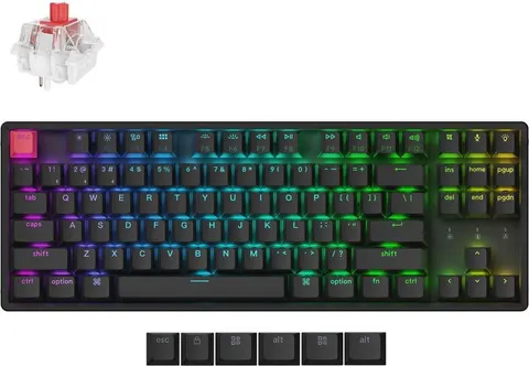 Keychron K8 V2 (K8X-C1) QMK Wireless Mechanical Keyboard Red Switch RGB 80% US Lay Aluminum Frame