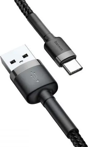 BASEUS Cafule, καλώδιο φόρτισης, USB ΣΕ Type-C, 0.5m, 3A, Γκρι+μαυρο