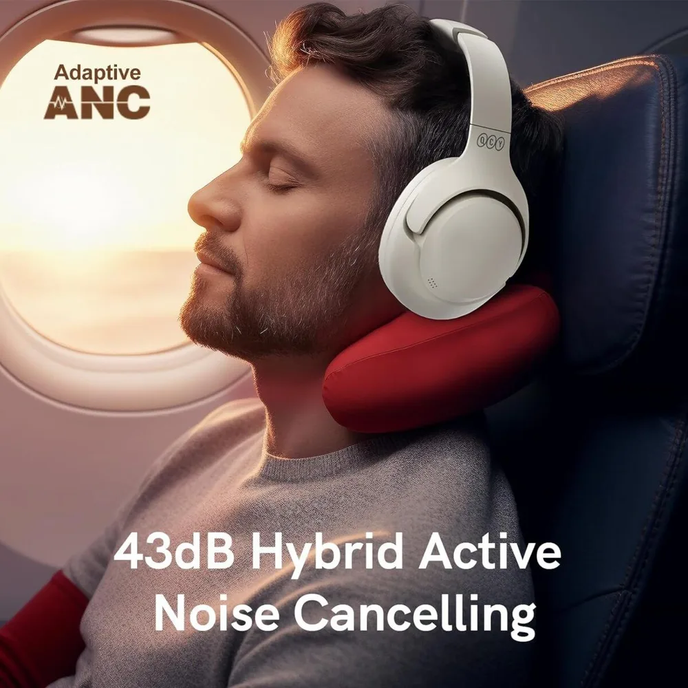 QCY H3 High-Res Headset White w. Mic, Active Noise Canceling with 4 mode ANC 60h Multipoint — εικόνα 2