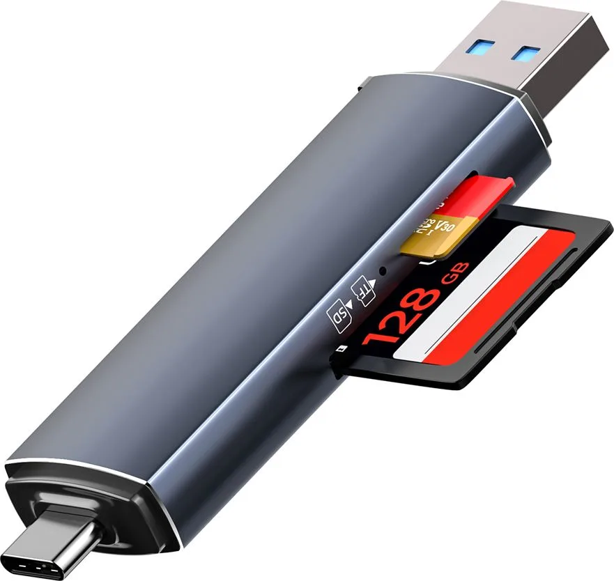 POWERTECH card reader PT-1343 για SD & micro SD, USB 3.2, 5Gbps, γκρι — εικόνα 4