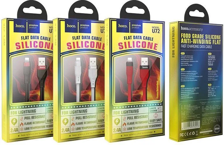 HOCO U72 Forest Silicone καλώδιο φόρτισης Lightning, κόκκινο — εικόνα 4