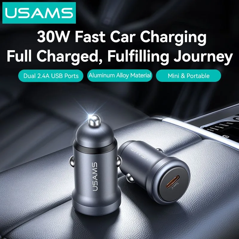 USAMS φορτιστής αυτοκινήτου CC321, USB-C, 30W, γκρι — εικόνα 6