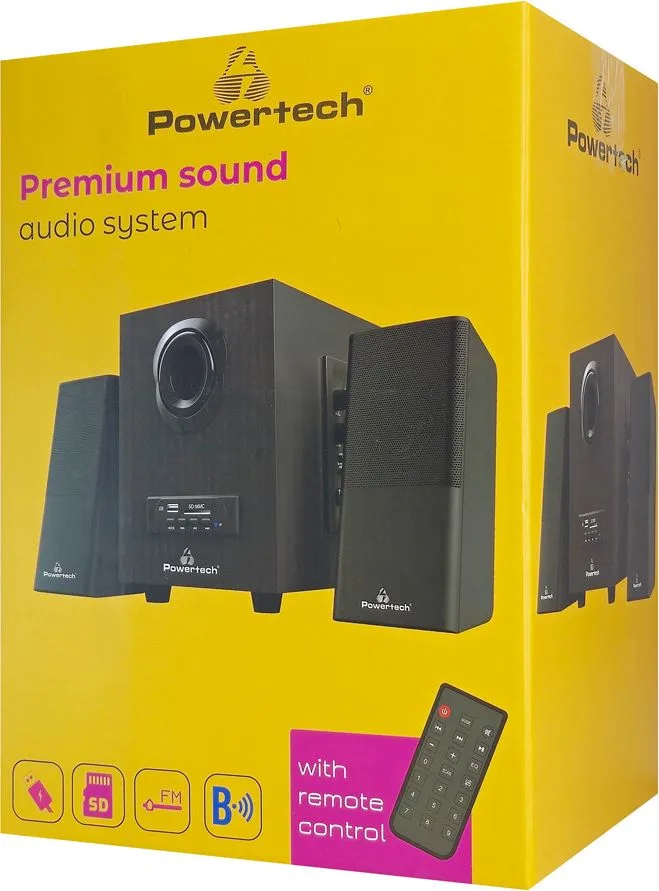 POWERTECH ηχεία Premium sound PT-846, 16W, USB/SD/FM/BT, remote, μαύρα — εικόνα 5