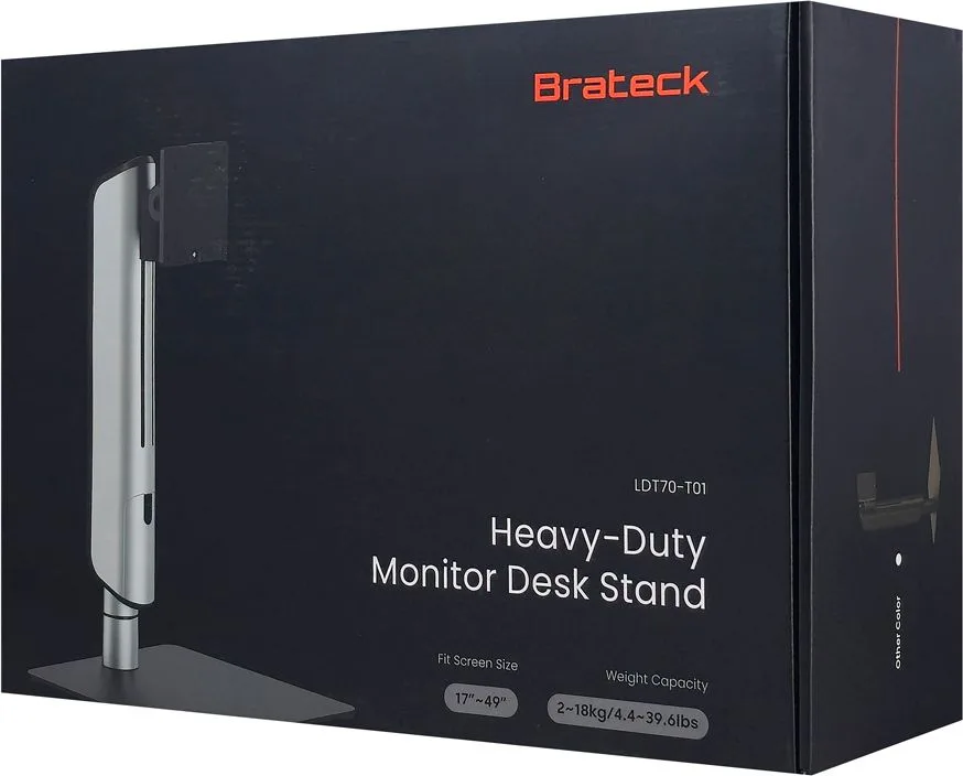 BRATECK βάση γραφείου οθόνης LDT70-T01, 17-49", έως 18kg, heavy duty — εικόνα 8
