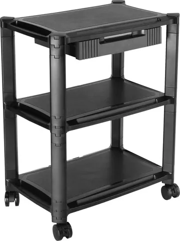 BRATECK ραφιέρα δαπέδου AMS-5L με ροδάκια, 3 ράφια, 50x33x63.5cm, έως 10kg, μαύρη