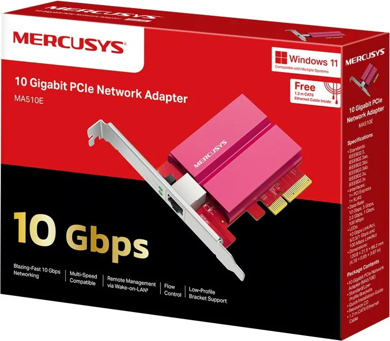 MERCUSYS κάρτα επέκτασης δικτύου PCIe σε RJ45 MA510E, 10Gbps, V1.0 — εικόνα 9