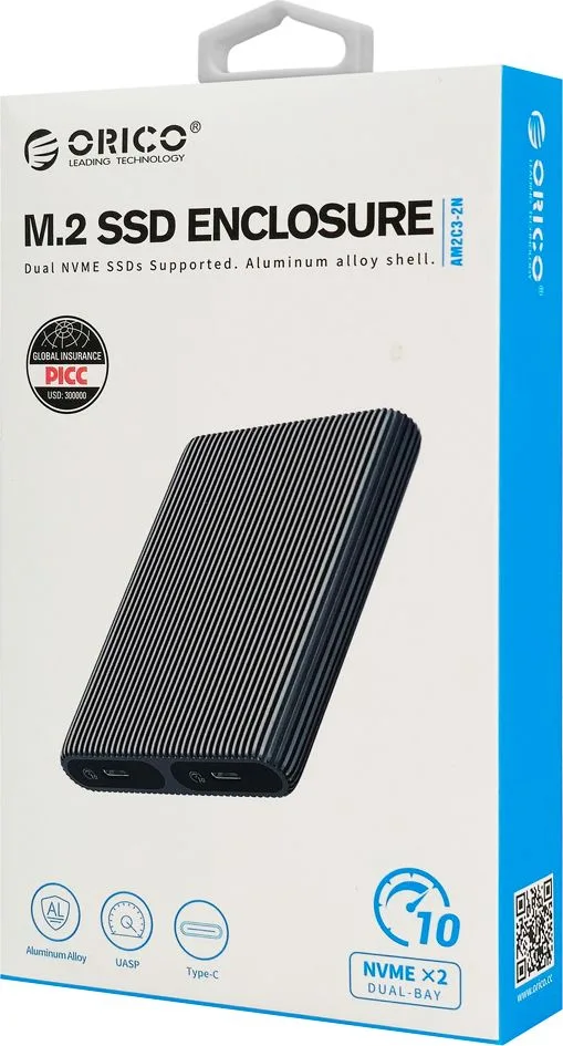 ORICO θήκη για 2x M.2 NVME SSD AM2C3-2N, 10Gbps, tool free, γκρι — εικόνα 4