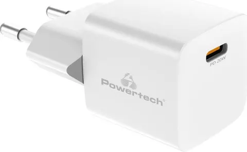 POWERTECH φορτιστής τοίχου PT-1223, USB-C, 20W, λευκός
