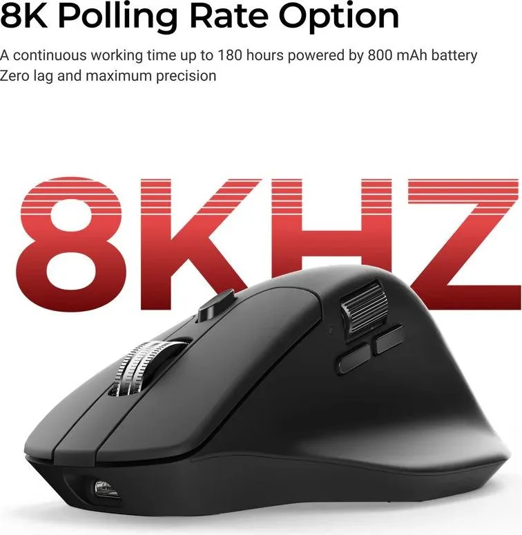 Keychron M6 (M6S-A23) Wireless Ergonomic Optical Mouse 8000hz Polling Rate Black — εικόνα 3