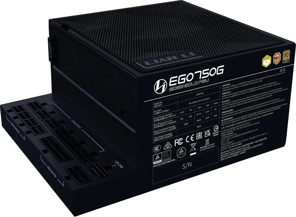 LIAN LI Edge 750W Black 80+ Gold, Fully Modular ATX PSU — εικόνα 2