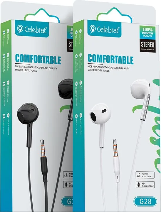 CELEBRAT earphones με μικρόφωνο G28, 3.5mm σύνδεση, Φ10mm, 1.2m, μαύρα — εικόνα 3