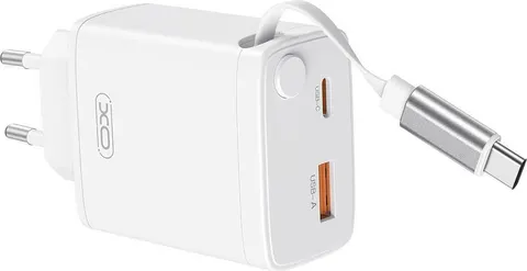 XO CE31 φορτιστής 30W GAN ME ΑΝΑΣΥΡΟΜΕΝΟ καλώδιο, 1 θύρα USB, 1 θύρα Type-C, καλώδιο Type-C