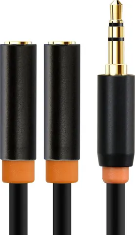 CABLETIME καλώδιο ήχου 3.5mm σε 2x 3.5mm CT-AV309-P12G, 20cm, μαύρο