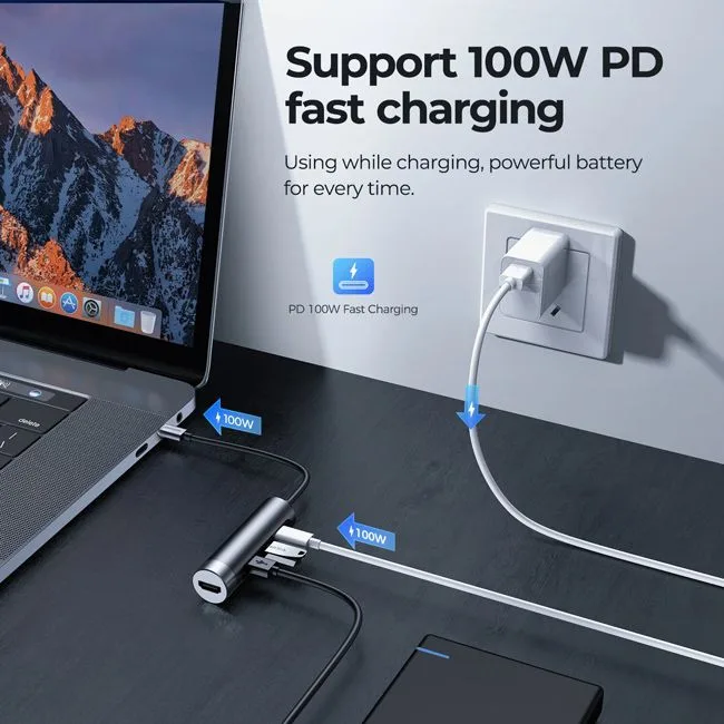 JOYROOM docking station S-H113-DG, 4 θυρών, USB-C, 100W PD, 4K, γκρι — εικόνα 4