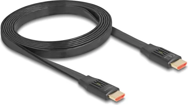 DELOCK καλώδιο HDMI 81002, flat, 8K/60Hz, 48 Gbps, eARC, HDR, 2m, μαύρο — εικόνα 2