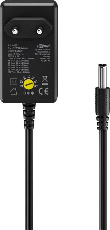 GOOBAY επιτοίχιος φορτιστής 64571, 3V-12V, 7.2W/0.6A, 12 tips — εικόνα 3