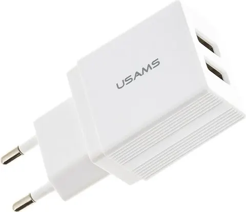 USAMS φορτιστής τοίχου T24 US-CC090, 2x USB, 2.1A, λευκός
