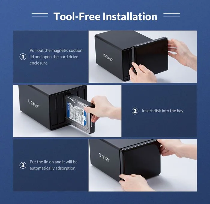 ORICO NAS για 5x 3.5" HDD NS500RU3 USB 3.0, 5Gbps, έως 80TB, μαύρη — εικόνα 6