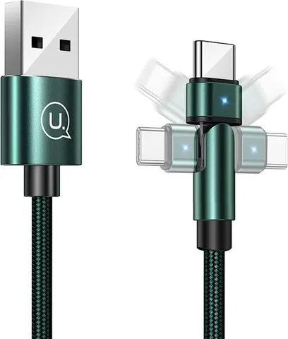 USAMS καλώδιο USB-C σε USB SJ477, περιστρεφόμενο βύσμα, 2A, 1m, πράσινο