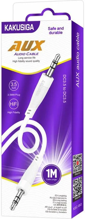 KAKUSIGA καλώδιο ήχου 3.5mm KSC-893, AUX, 1m, λευκό — εικόνα 3