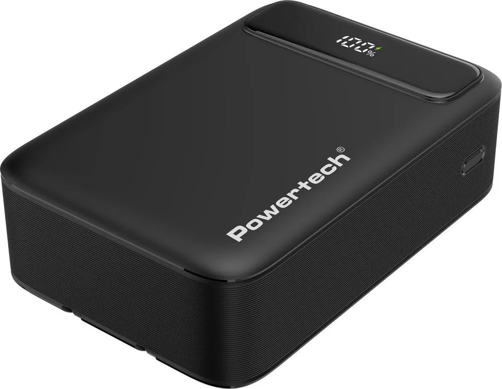POWERTECH power bank PT-1504 με καλώδια & οθόνη, 20000mah, 22.5W, μαύρο — εικόνα 3