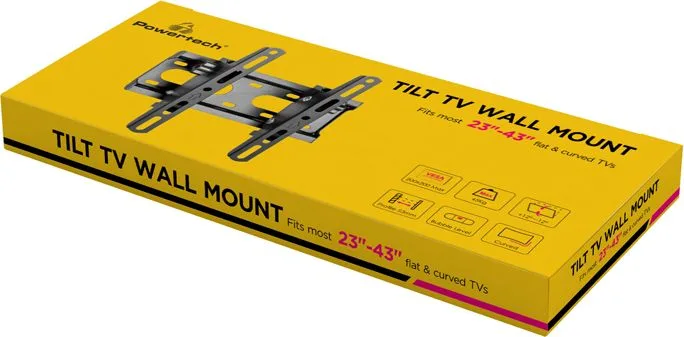 POWERTECH επιτοίχια βάση τηλεόρασης PT-1126, 23-43", έως 45kg, ρυθμιζόμενη κλίση — εικόνα 5