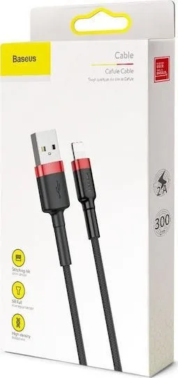 BASEUS Cafule καλώδιο φόρτισης, Lightning, 2A, 3M, κόκκινο μαύρο — εικόνα 2