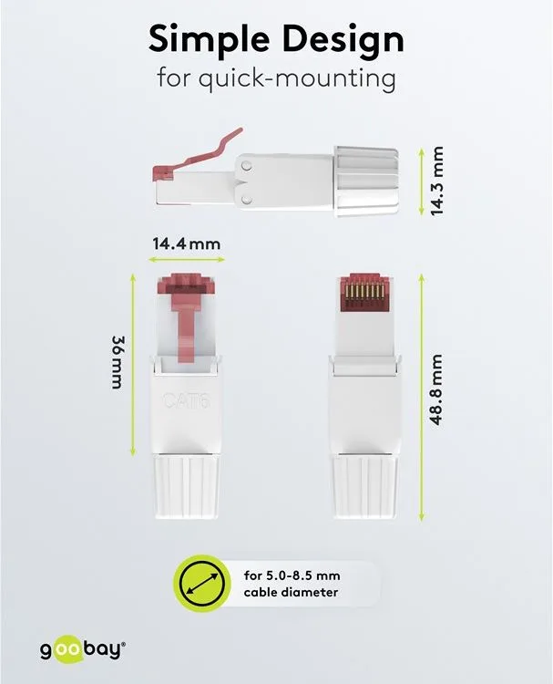 GOOBAY βύσμα RJ45 65942, CAT 6 UTP, tool-free, λευκό — εικόνα 5