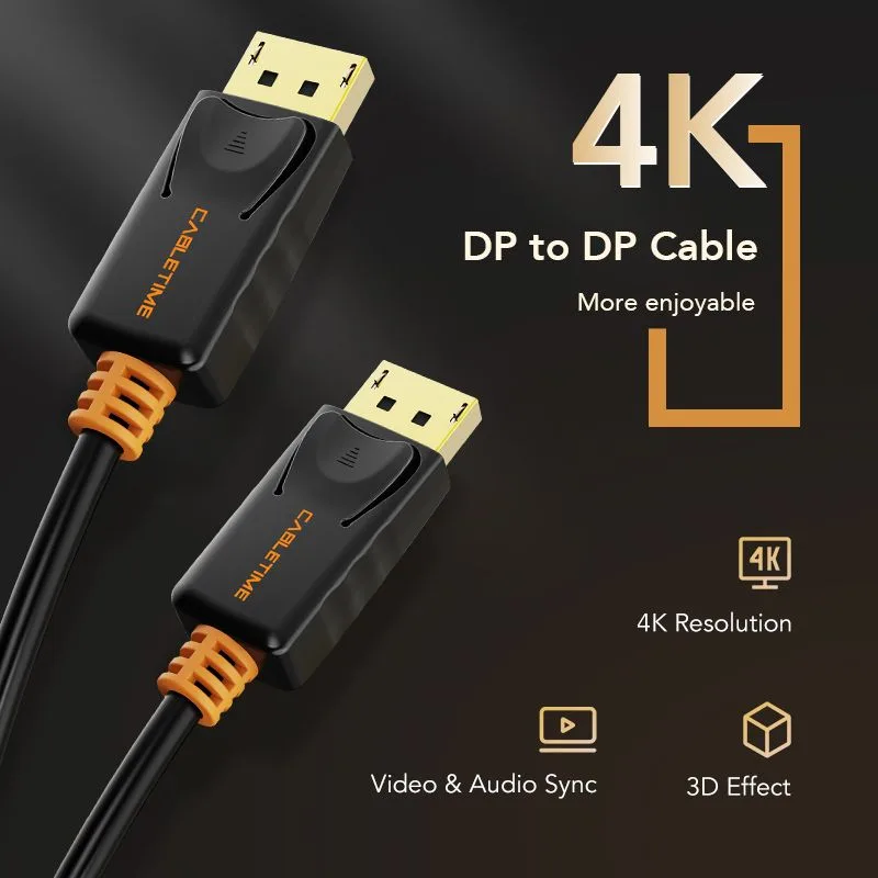 CABLETIME καλώδιο DisplayPort CT-AV585-01G, 4K/60Hz, 1.8m, μαύρο — εικόνα 3