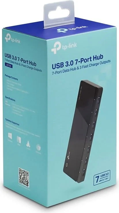TP-LINK USB hub UH700, 7x θυρών, 5Gbps, 5V/1.5A, USB σύνδεση, μαύρο — εικόνα 5