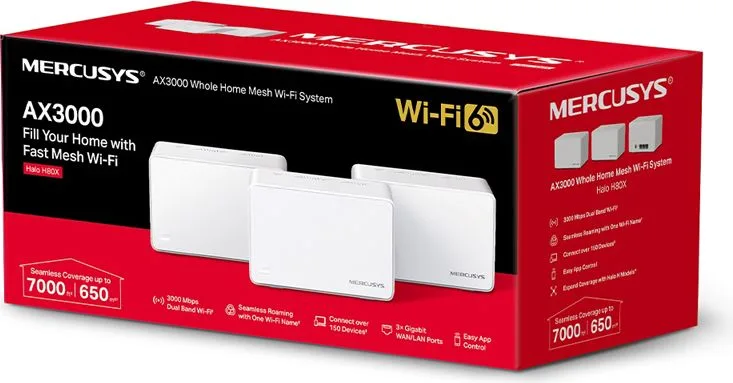 MERCUSYS Mesh Wi-Fi 6 System Halo H80X, 3Gbps Dual Band, 3τμχ, Ver. 1.0 — εικόνα 6