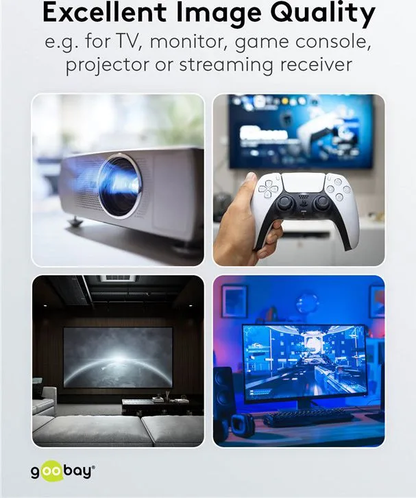 GOOBAY καλώδιο HDMI 2.1 65558 με Ethernet, AOC, 8K/60Hz, 48 Gbps, 10m, μαύρο — εικόνα 2