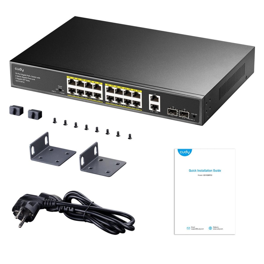 CUDY GS1018PS2 16-PORT GIGABIT PoE+ SWITCH +2 UPLINK GIGABIT PORT + 2 GIGABIT SFP PORTS,200W - Image 3