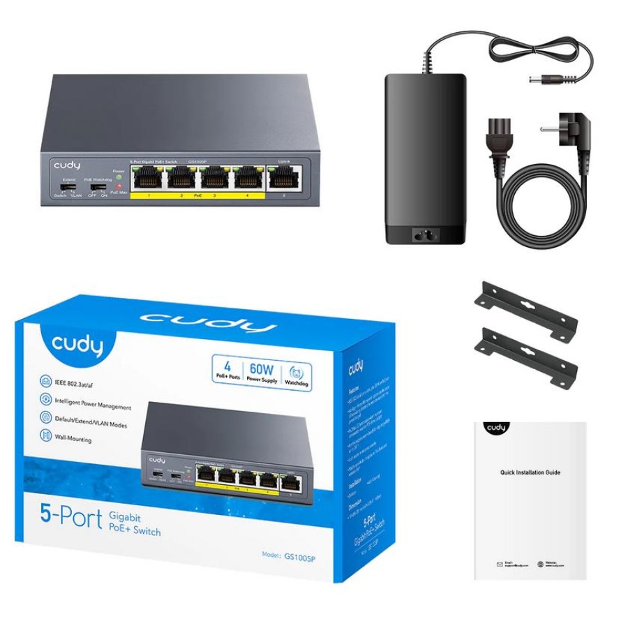 CUDY GS1005P 5-PORT GIGABIT POE+ SWITCH WITH 1 SFP PORT 120W - Image 2