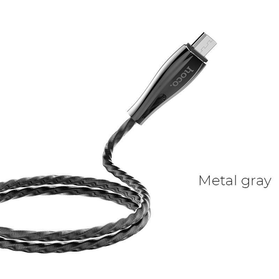 HOCO U56 METAL ARMOR ΜΕΤΑΛΛΙΚΟ ΚΑΛΩΔΙΟ MICRO USB ΦΟΡΤΙΣΗΣ & DATA 1.2m, ΓΚΡΙ - Image 4