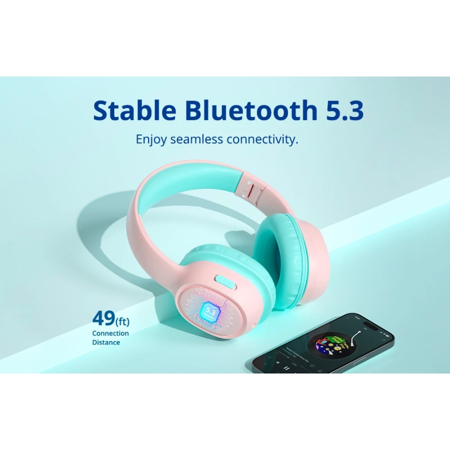 TRONSMART headphones για παιδιά KH02, ασύρματα & ενσύρματα, ροζ - Image 8