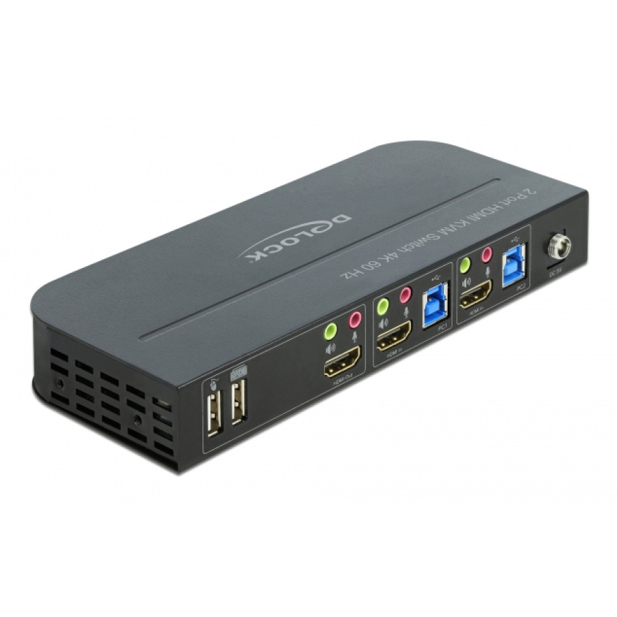 DELOCK HDMI KVM Switch 11481, 2 ports, USB 3.0, Audio, 4K/60Hz, μαύρο - Image 2