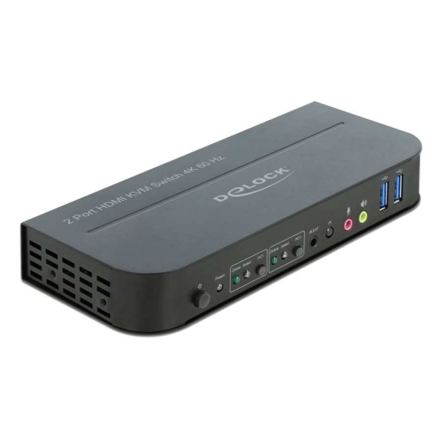 DELOCK HDMI KVM Switch 11481, 2 ports, USB 3.0, Audio, 4K/60Hz, μαύρο