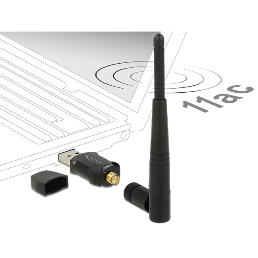 DELOCK ασύρματος USB αντάπτορας δικτύου 12462, 433/150Mbps, 2.4/5GHz - Image 2