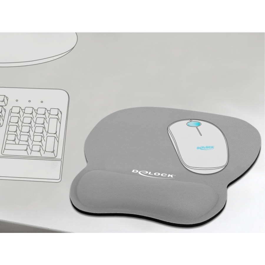 DELOCK Mousepad 12698 με στήριγμα καρπού, 245x206 mm, γκρι - Image 3