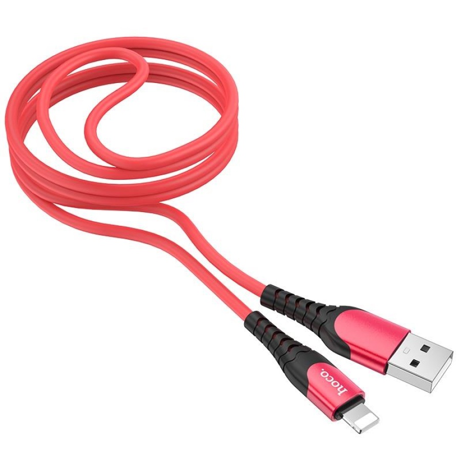 HOCO U80 COOL SILICONE CHARGING CABLE FOR LIGHTNING, ΚΟΚΚΙΝΟ - Image 2