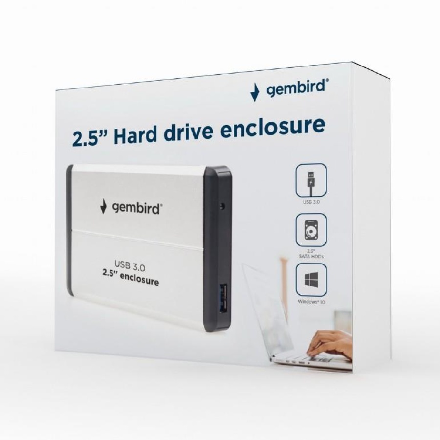 GEMBIRD ΘΗΚΗ ΓΙΑ HDD 2.5" USB 3.0 SILVER ALUMINIUM - Image 2